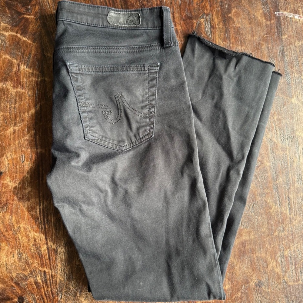 AG Adriano Goldschmied The Stilt Cigarette Jeans Black Raw Hem Women's Size 26R